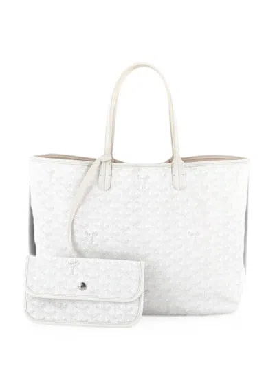 Pre-owned Goyard Saint Louis Coated Canvas Pm Tote Bag In White