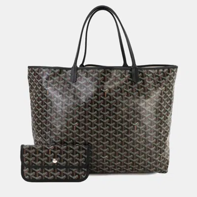 Pre-owned Goyard Saint Louis Gm Herringbone Tote Bag Leather Black