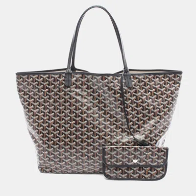 Pre-owned Goyard Saint Louis Gm Tote Bag Coated Canvas And Leather Black Brown