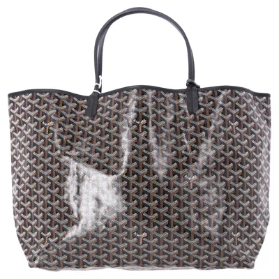 Pre-owned Goyard Saint Louis Gm Tote Bag In Black Coated Canvas In Brown