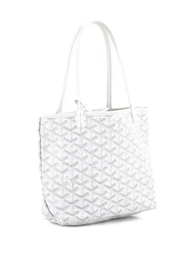 Pre-owned Goyard Saint Louis Junior Coated Canvas Tote Bag In White