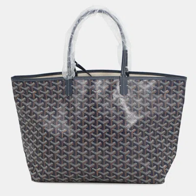 Pre-owned Goyard Saint Louis Navy Blue Pvc Leather Size Pm In Brown