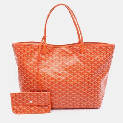 Pre-owned Goyard Saint Louis Orange Coated Canvas Leather Gm Tote