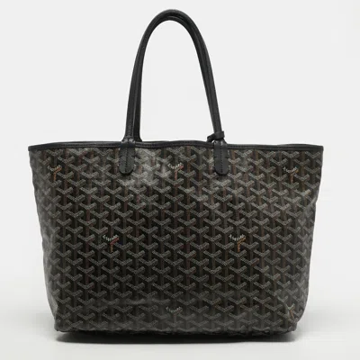 Pre-owned Goyard Saint Louis Pm Black Coated Canvas And Leather Tote
