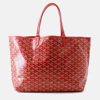Pre-owned Goyard Saint Louis Pm Red Coated Canvas Tote Bag