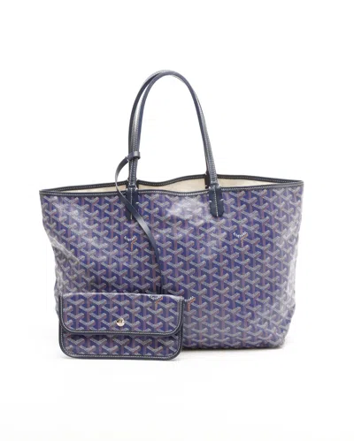 Pre-owned Goyard Saint Louis Pm Tote Bag In Blue