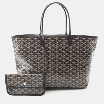 Pre-owned Goyard Saint Louis Pm Tote Bag In Coated Canvas And Leather Black Multicolor