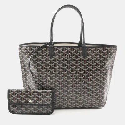 Pre-owned Goyard Saint Louis Pm Tote Bag Pvc-coated Canvas And Leather Black/multicolor
