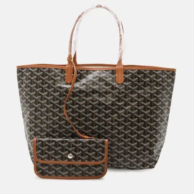 Pre-owned Goyard Saint Louis Pm Tote Bag Shoulder Coated Canvas Leather Black Brown White