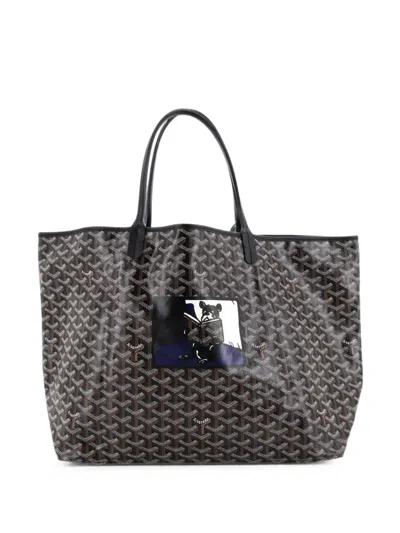 Pre-owned Goyard Saint Louis Printed Coated Canvas Gm Tote Bag In Black