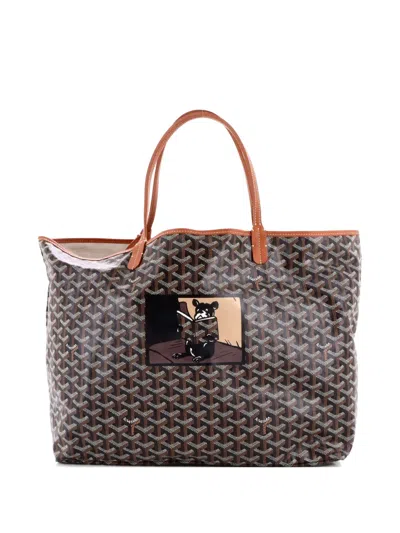 Pre-owned Goyard Saint Louis Printed Coated Canvas Gm Tote Bag In Brown