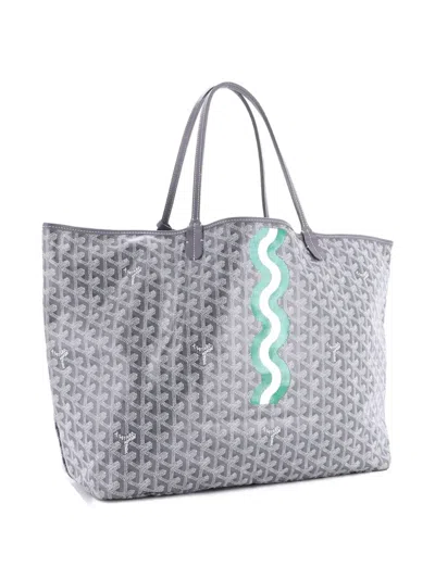 Pre-owned Goyard Saint Louis Printed Coated Canvas Gm Tote Bag In Gray