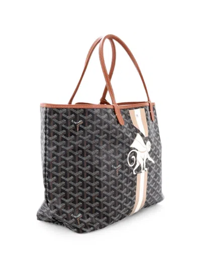 Pre-owned Goyard Saint Louis Printed Coated Canvas Pm Tote Bag In 褐色