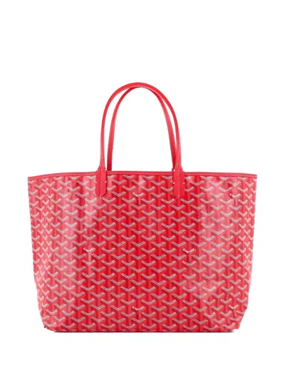 Pre-owned Goyard Saint Louis Reversible Coated Canvas And Printed Canvas Pm Tote Bag In Red