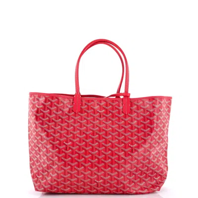 Pre-owned Goyard Saint Louis Reversible Tote Coated Canvas And Printed Canvas Pm In Red
