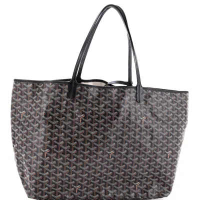 Pre-owned Goyard Saint Louis Tote Claire Voie Coated Canvas Gm In Black