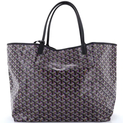 Pre-owned Goyard Saint Louis Tote Claire Voie Coated Canvas Gm In Purple