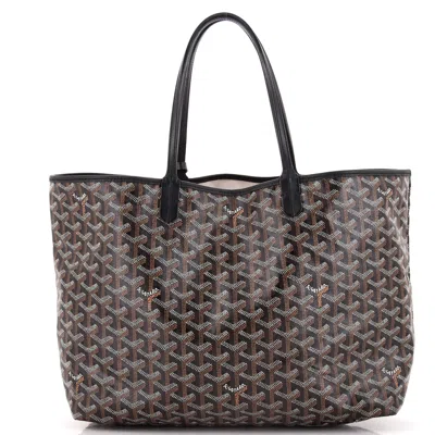 Pre-owned Goyard Saint Louis Tote Claire Voie Coated Canvas Pm In Black