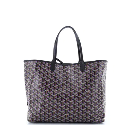 Pre-owned Goyard Saint Louis Tote Claire Voie Coated Canvas Pm In Black