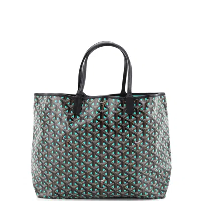 Pre-owned Goyard Saint Louis Tote Claire Voie Coated Canvas Pm In Black