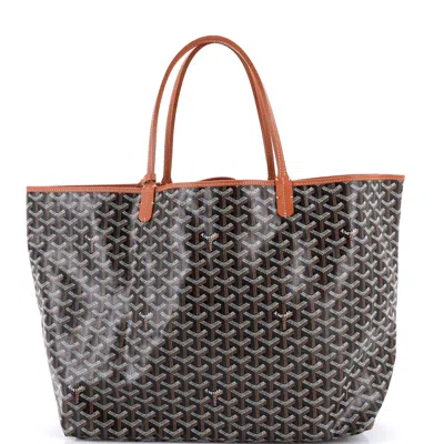 Pre-owned Goyard Saint Louis Tote Coated Canvas Gm In Black