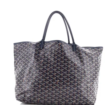 Pre-owned Goyard Saint Louis Tote Coated Canvas Gm In Blue