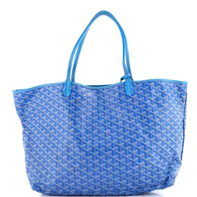Pre-owned Goyard Saint Louis Tote Coated Canvas Gm In Blue