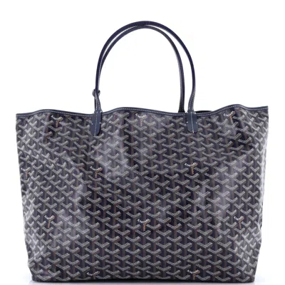 Pre-owned Goyard Saint Louis Tote Coated Canvas Gm In Blue
