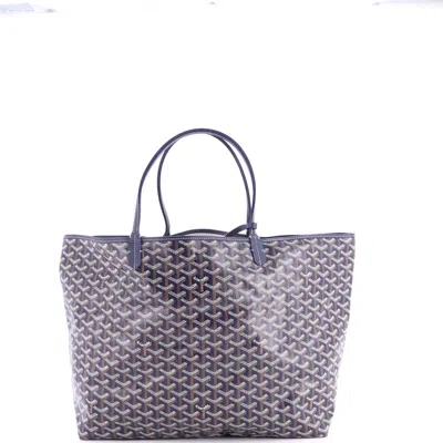 Pre-owned Goyard Saint Louis Tote Coated Canvas Gm In Blue