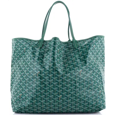 Pre-owned Goyard Saint Louis Tote Coated Canvas Gm In Green