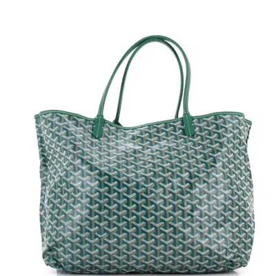 Pre-owned Goyard Saint Louis Tote Coated Canvas Gm In Green