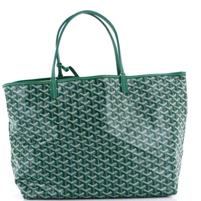 Pre-owned Goyard Saint Louis Tote Coated Canvas Gm In Green