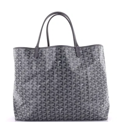 Pre-owned Goyard Saint Louis Tote Coated Canvas Gm In Grey
