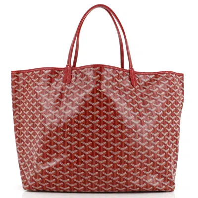 Pre-owned Goyard Saint Louis Tote Coated Canvas Gm In Red