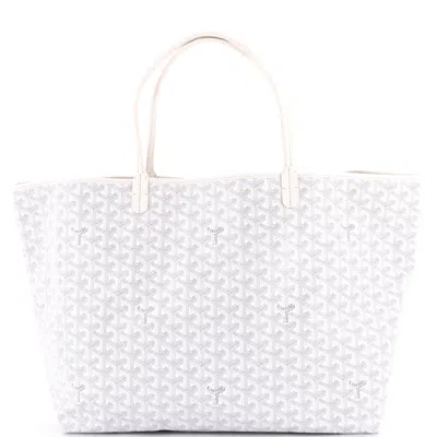 Pre-owned Goyard Saint Louis Tote Coated Canvas Gm In White