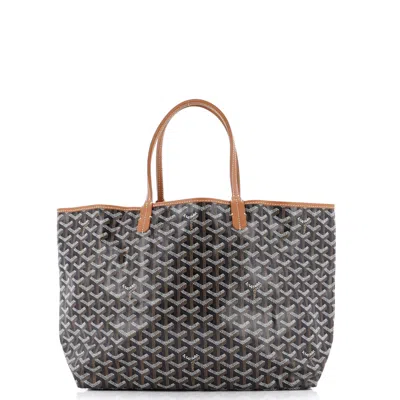 Pre-owned Goyard Saint Louis Tote Coated Canvas Pm In Black