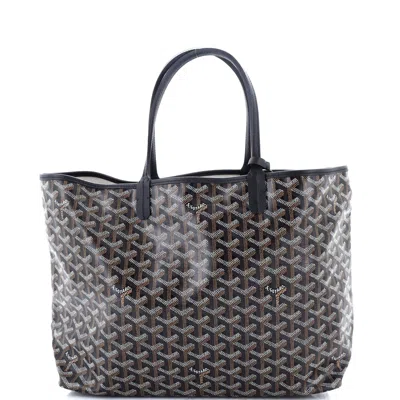 Pre-owned Goyard Saint Louis Tote Coated Canvas Pm In Black