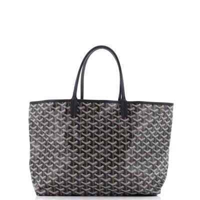 Pre-owned Goyard Saint Louis Tote Coated Canvas Pm In Black