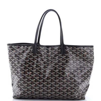 Pre-owned Goyard Saint Louis Tote Coated Canvas Pm In Black