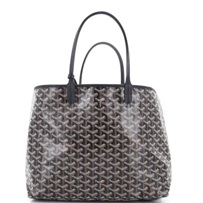 Pre-owned Goyard Saint Louis Tote Coated Canvas Pm In Black