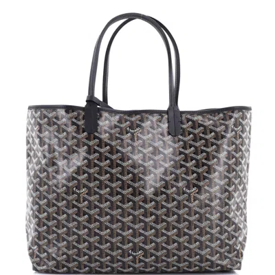 Pre-owned Goyard Saint Louis Tote Coated Canvas Pm In Black