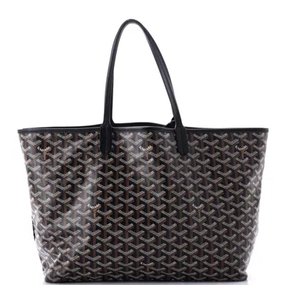 Pre-owned Goyard Saint Louis Tote Coated Canvas Pm In Black