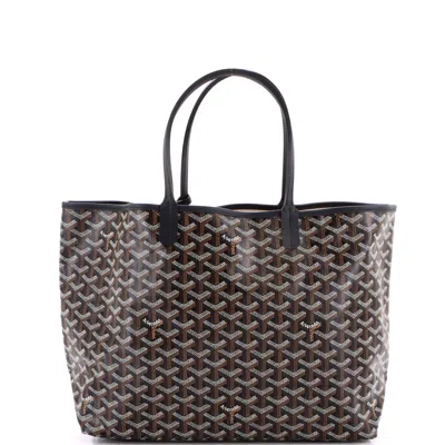Pre-owned Goyard Saint Louis Tote Coated Canvas Pm In Black