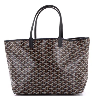 Pre-owned Goyard Saint Louis Tote Coated Canvas Pm In Black