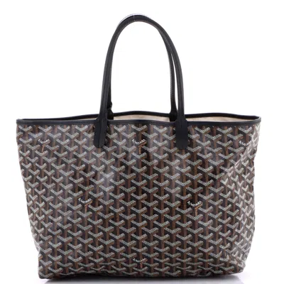 Pre-owned Goyard Saint Louis Tote Coated Canvas Pm In Black
