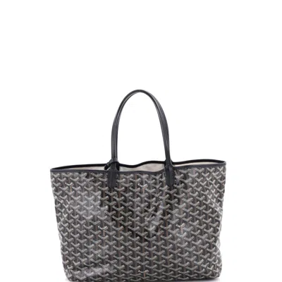 Pre-owned Goyard Saint Louis Tote Coated Canvas Pm In Black