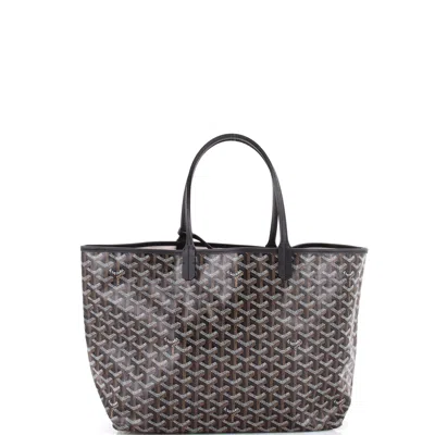Pre-owned Goyard Saint Louis Tote Coated Canvas Pm In Black