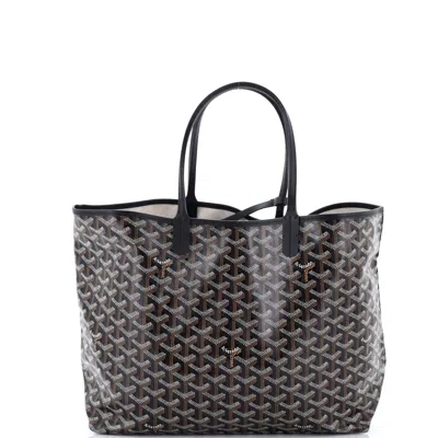 Pre-owned Goyard Saint Louis Tote Coated Canvas Pm In Black