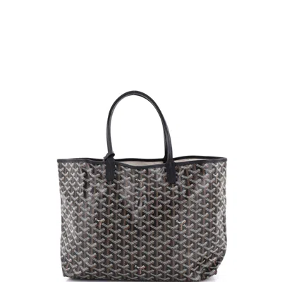 Pre-owned Goyard Saint Louis Tote Coated Canvas Pm In Black