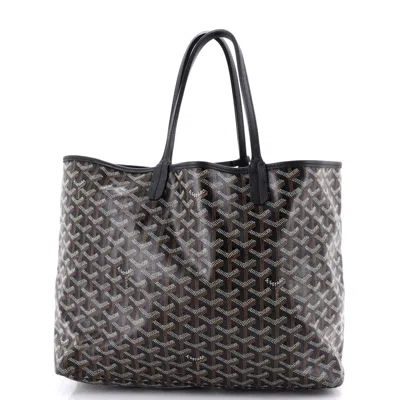 Pre-owned Goyard Saint Louis Tote Coated Canvas Pm In Black